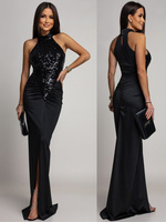 ELEGANCKA SUKIENKA MAXI Z CEKINAMI Iman CZARNA