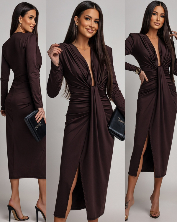 DOPASOWANA SUKIENKA Midi Julia czekoladowa