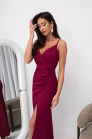 Elegancka dopasowama sukienka maxi Amira bordowa