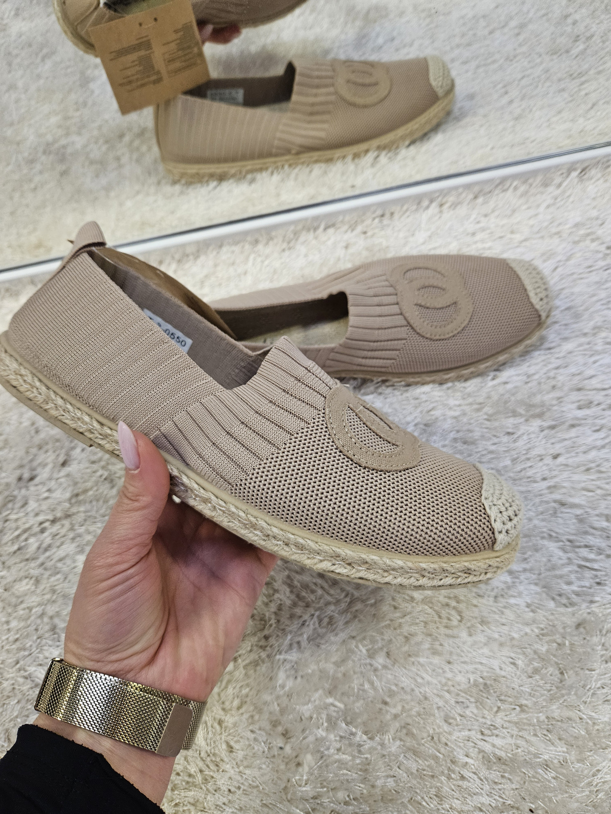 Damskie espadryle płaski obcas  jasny brązowy