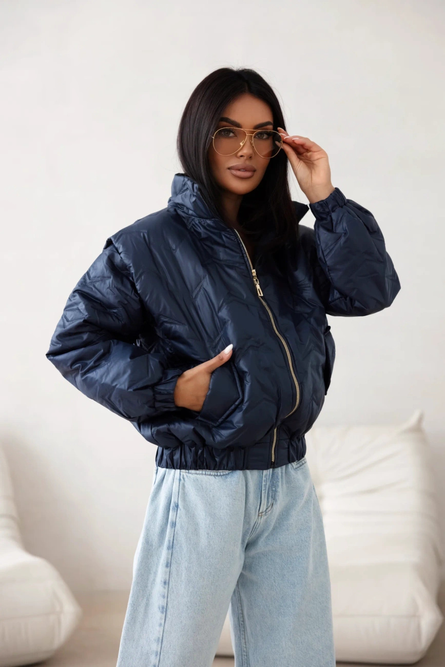 Kurtka pikowana oversize Camila granatowa