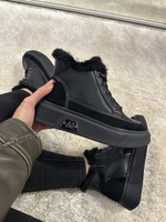 Botki damskie sneakersy ocieplane ze skóry naturalnej czarne