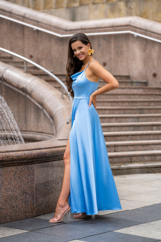 Sukienka  wieczorowa Still  Maxi satin-błękitny