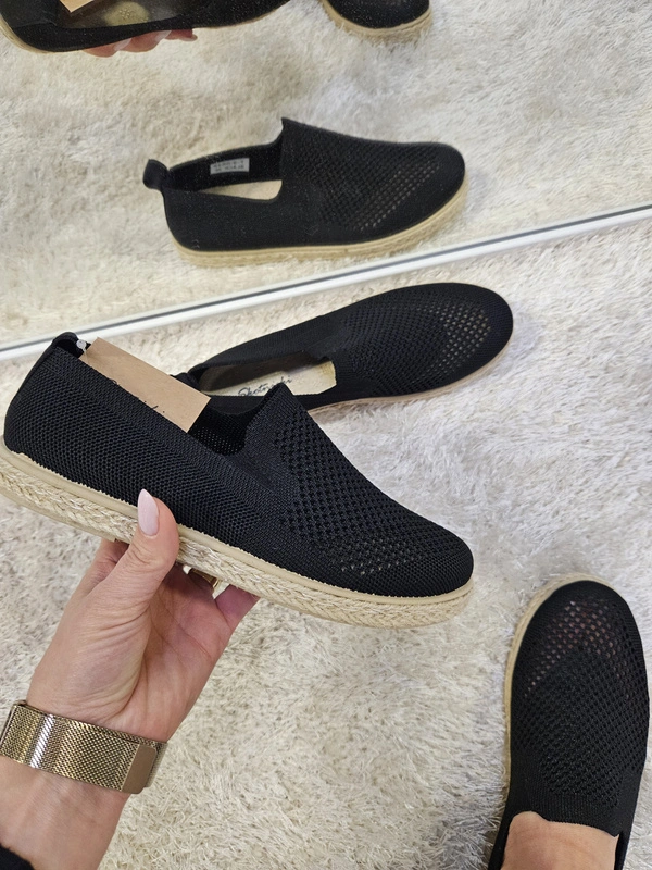 Damskie espadryle płaski obcas czarne 