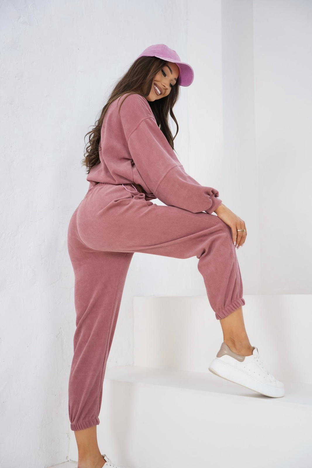 Komplet dresowy  2w1 PRĄŻKOWANY LION różowy