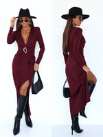 ELEGANCKA DOPASOWANA SUKIENKA MAXI Ava bordowa