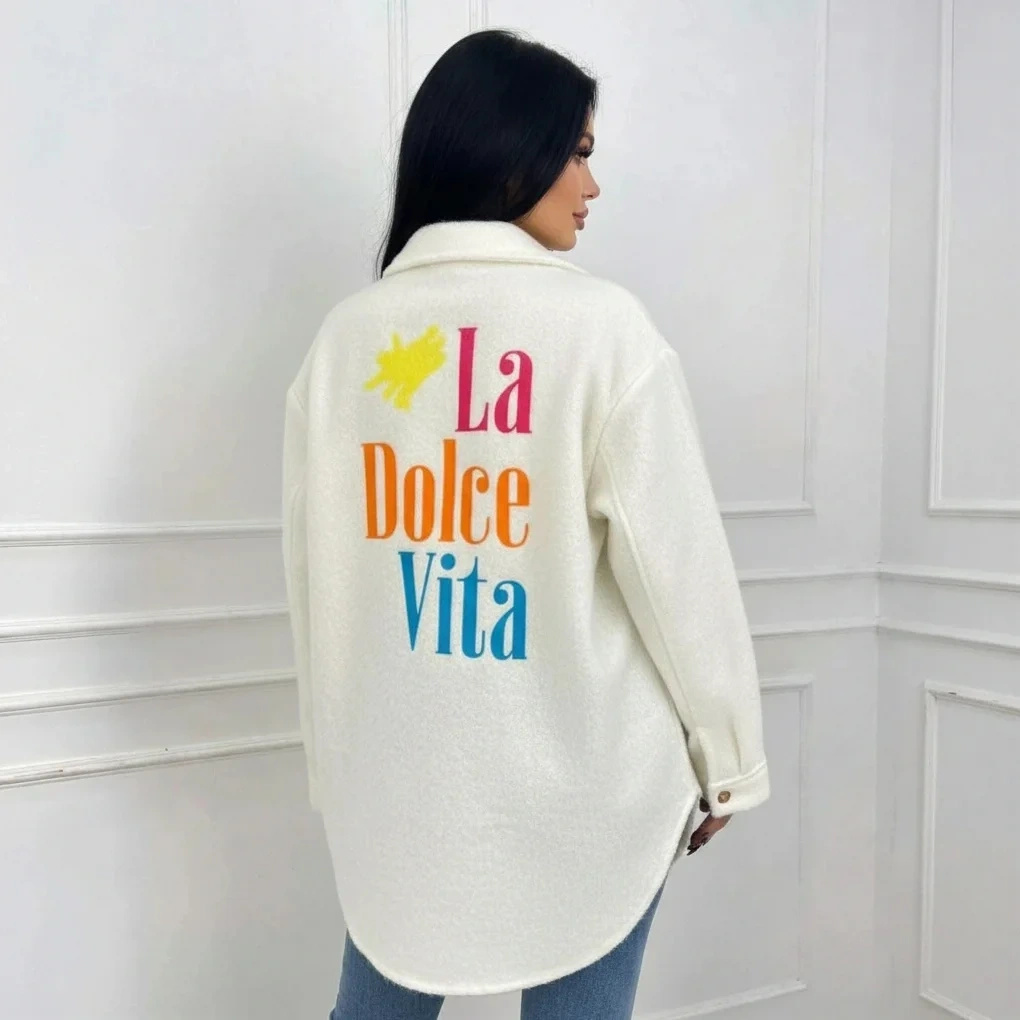 Koszula Damska  Oversize Narzutka Zapinana Guziki Jesień