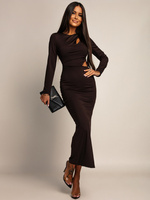 ELEGANCKA SUKIENKA MAXI Z WYCIĘCIEM ADA  czekoladowa