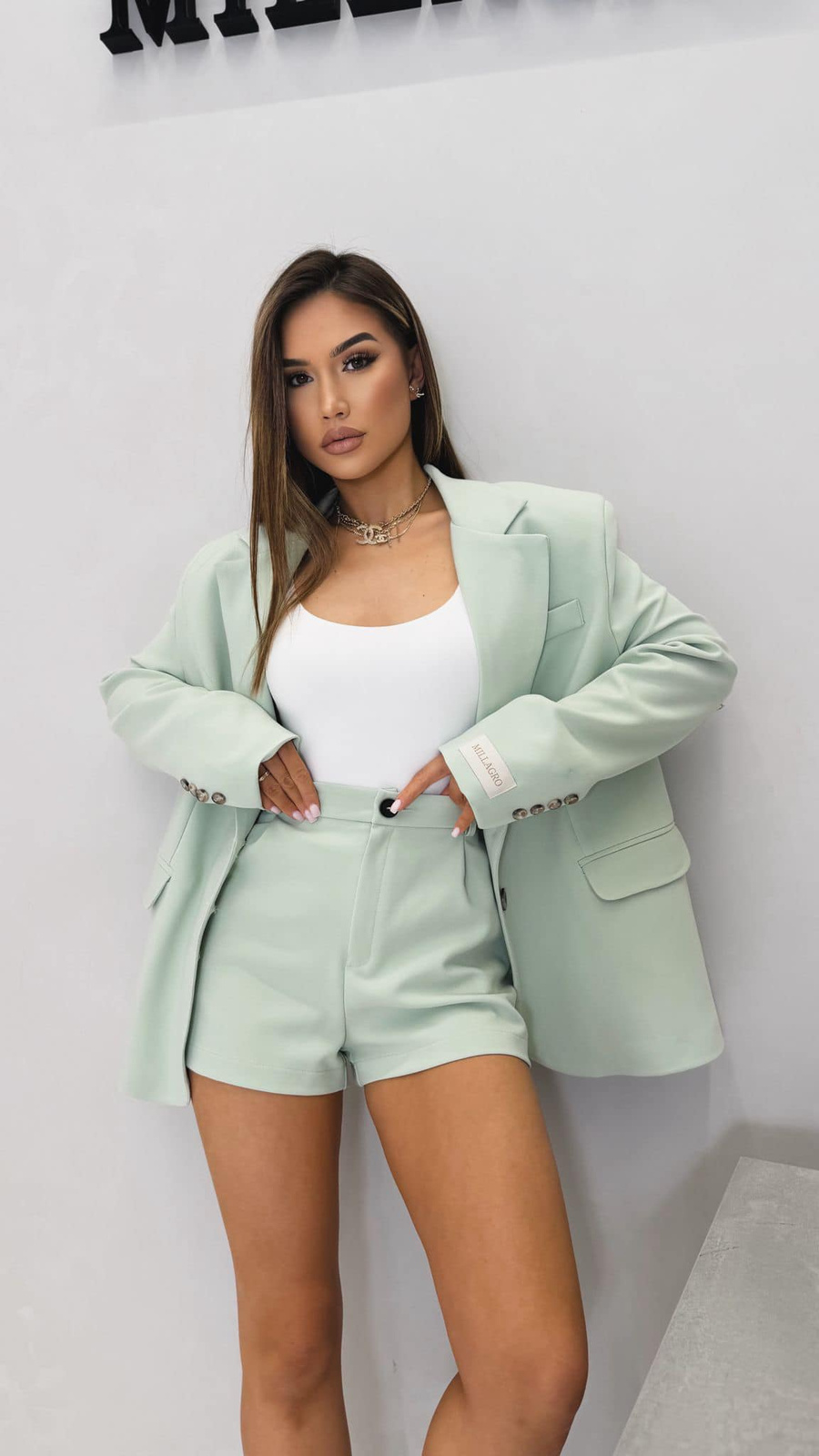 ELEGANCKA MARYNARKA DAMSKA żakiete Candy matcha