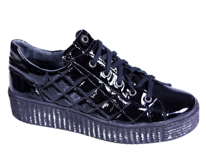 Sneakersy skórzane damskie  - czarny