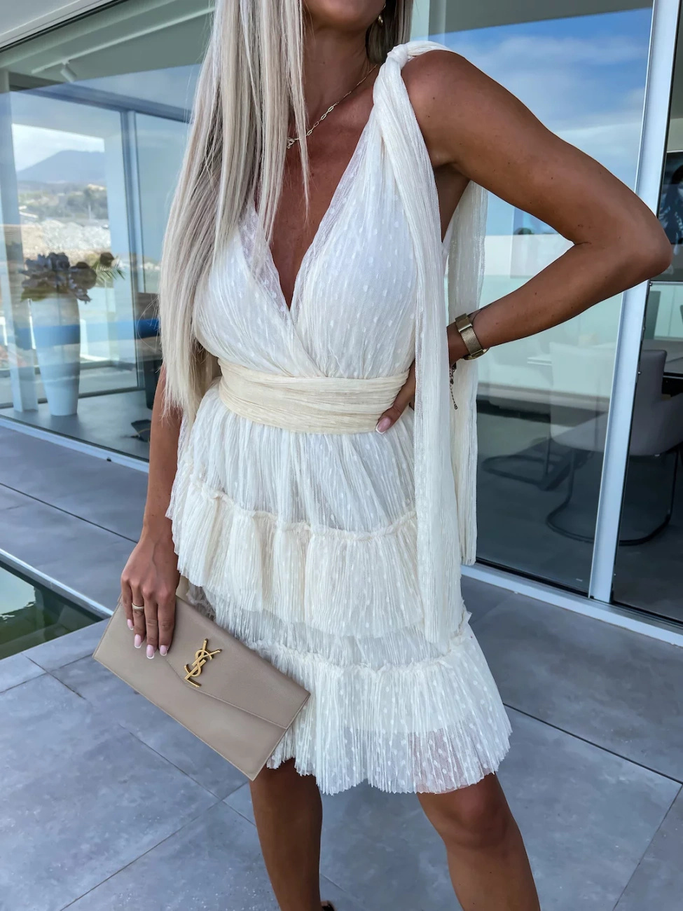 SUKIENKA LARA HISZPANKA TIULOWA Z KORONKAMI- ecru