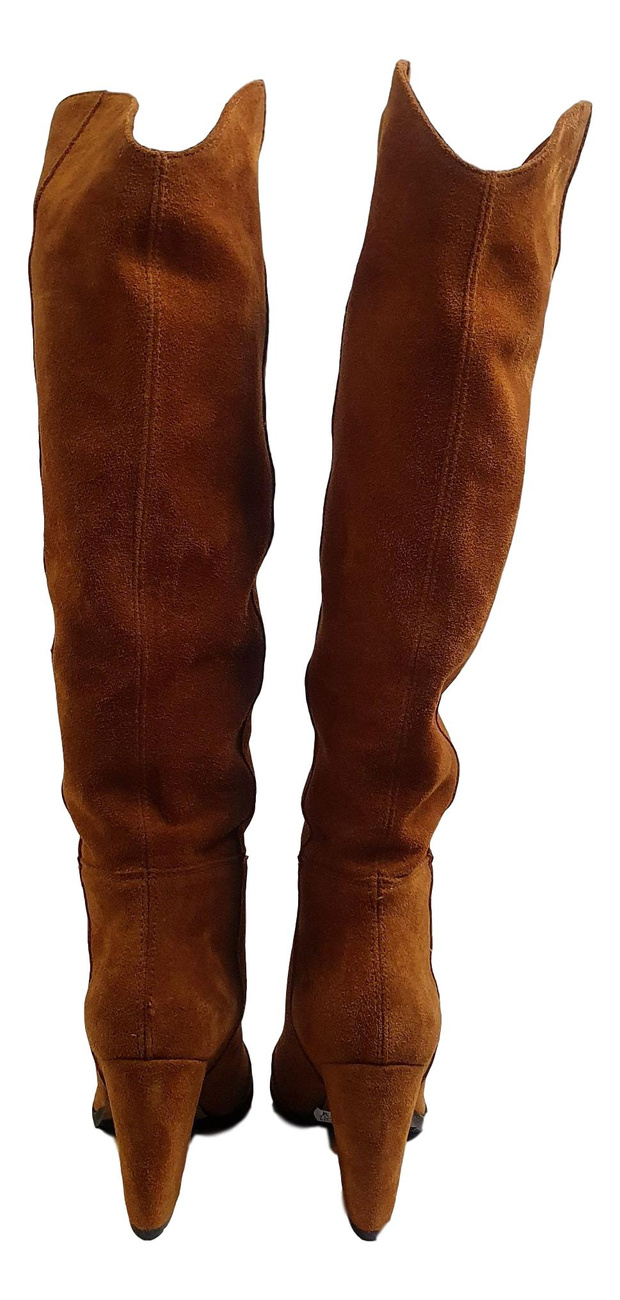 Muszkieterki damskie kozaki  skórzane- camel 