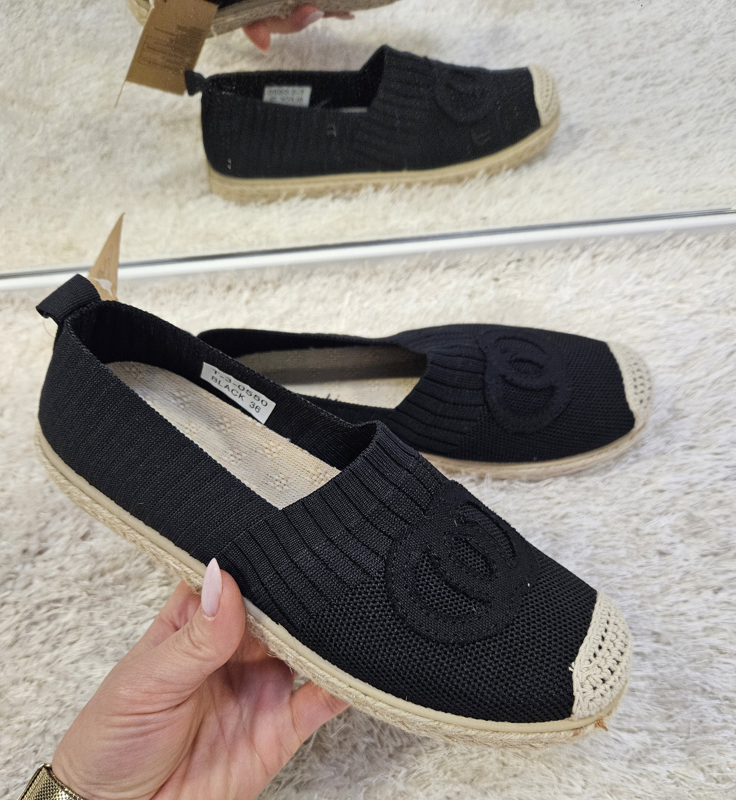 Damskie espadryle płaski obcas czarne 