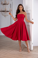 Elegancka gorsetowa midi Sukienka Anabel czerwony