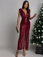 CEKINOWA SUKIENKA MAXI Z BIŻUTERYJNYM ZDOBIENIEM Zuzanna bordowa