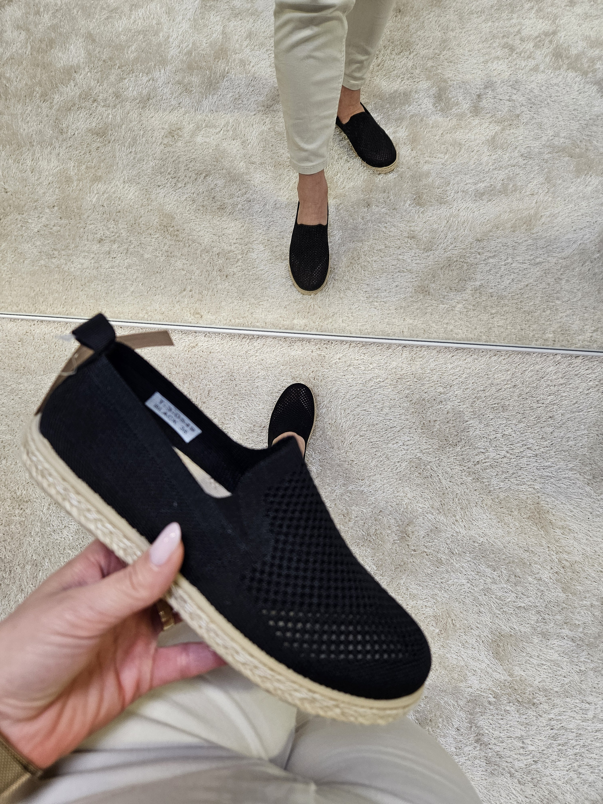 Damskie espadryle płaski obcas czarne 