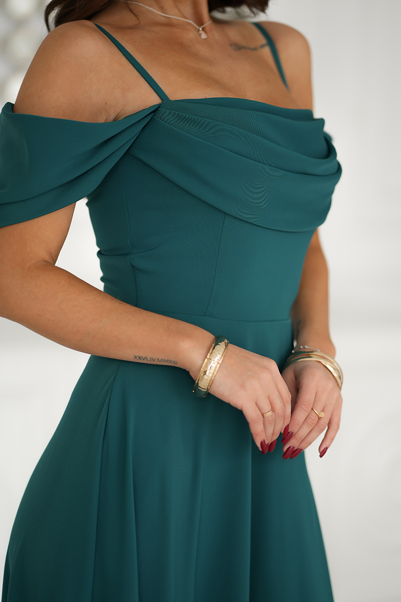 SUKIENKA MAXI Z OPADAJĄCYMI RAMIĄCZKAMI I ROZCIĘCIEM  butelka