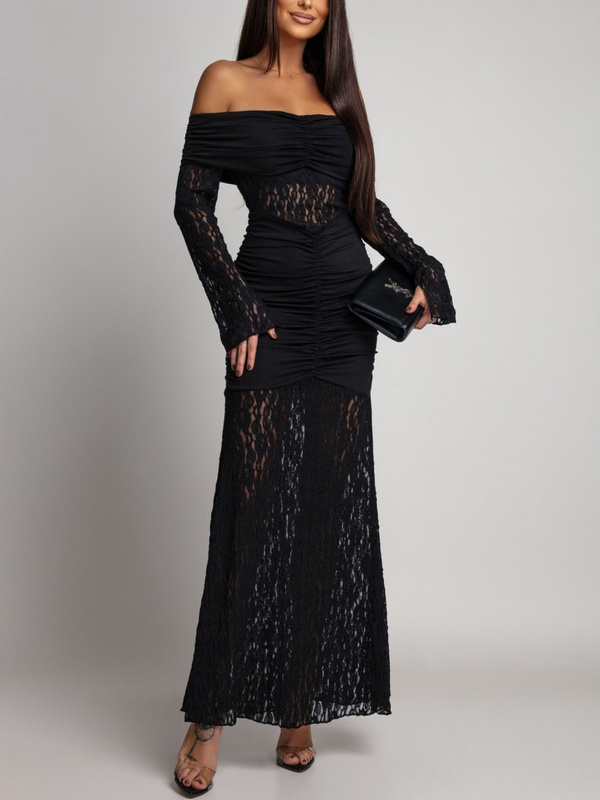 SUKIENKA MAXI HISZPANKA Z KORONKĄ Hannah CZARNA