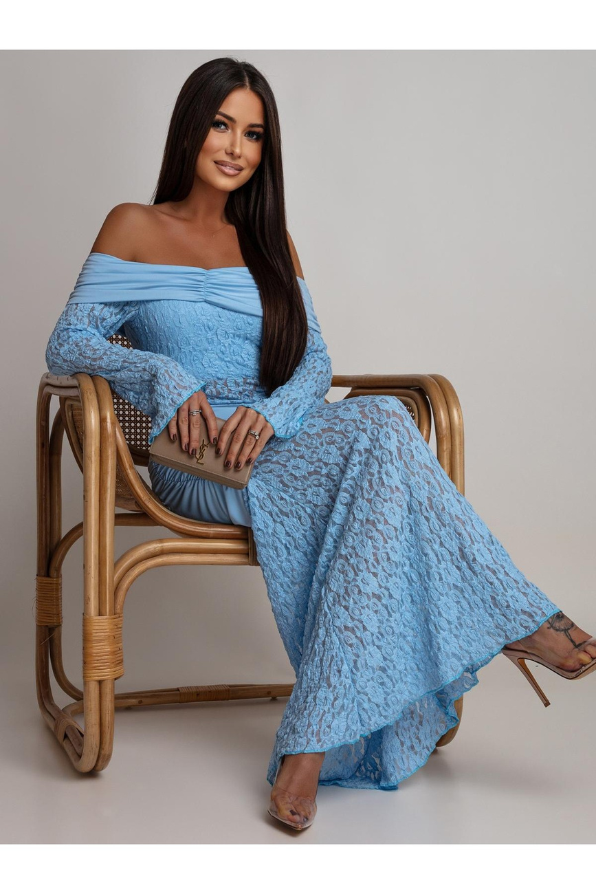 SUKIENKA MAXI HISZPANKA Z KORONKĄ Hannah niebieska