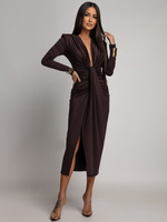 DOPASOWANA SUKIENKA Midi Julia czekoladowa