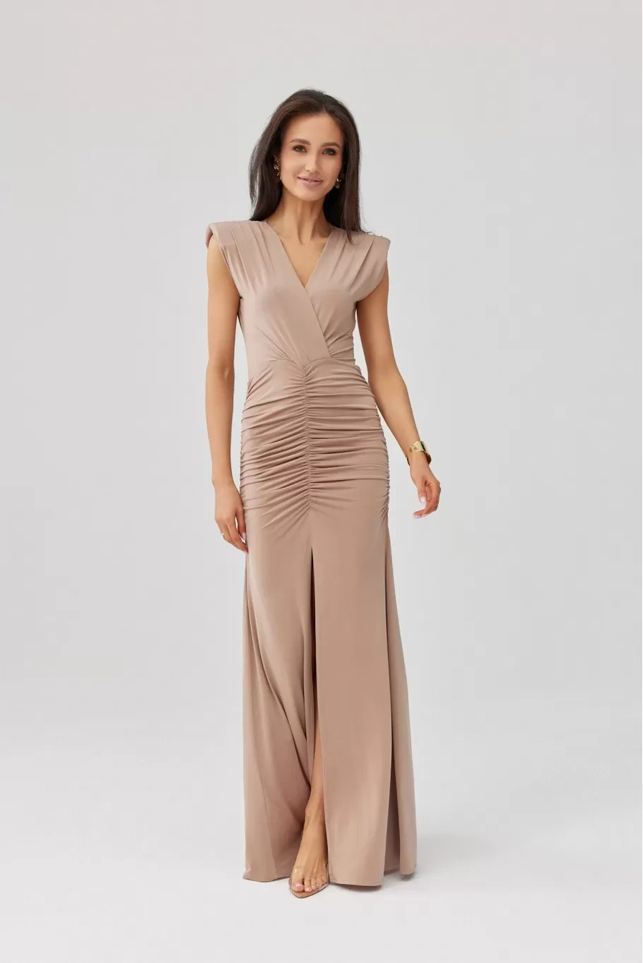 Noelia - sukienka maxi w kolorze cappuccino