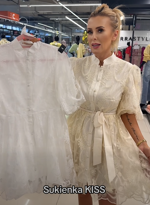 Elegancka mini Sukienka Kiss beżowy