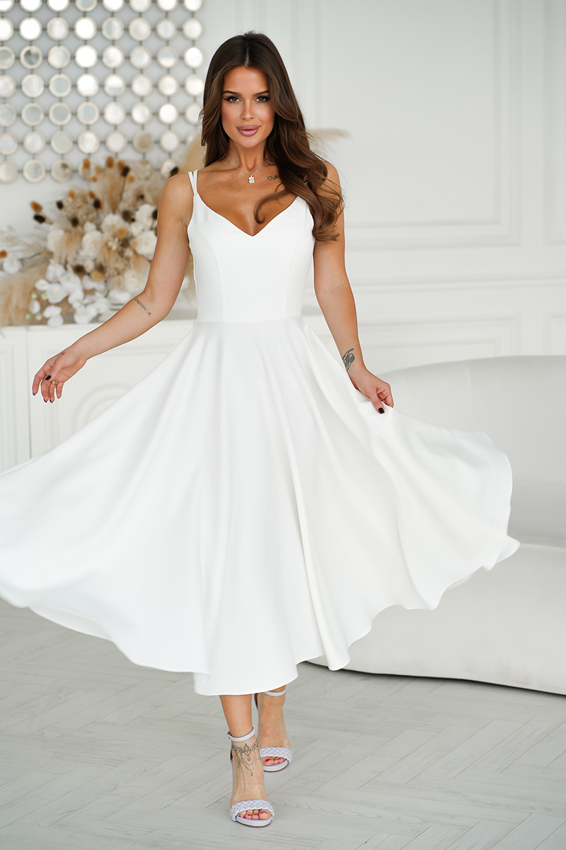 SUKIENKA MIDI NA RAMIĄCZKACH- biały