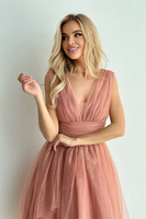 SUKIENKA Z BROKATOWĄ SIATKĄ-capuccino