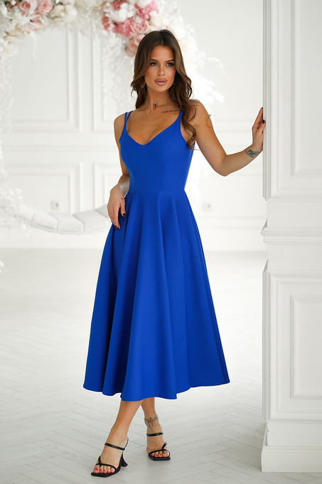 SUKIENKA MIDI NA RAMIĄCZKACH-  chabrowy