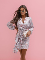 Elegancka Sukienka FLOWERS z długim rękawem kwiaty