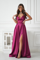 Elegancka Połyskująca Suknia Wieczorowa z Gorsetowym Sznurowaniem Ella bordowy