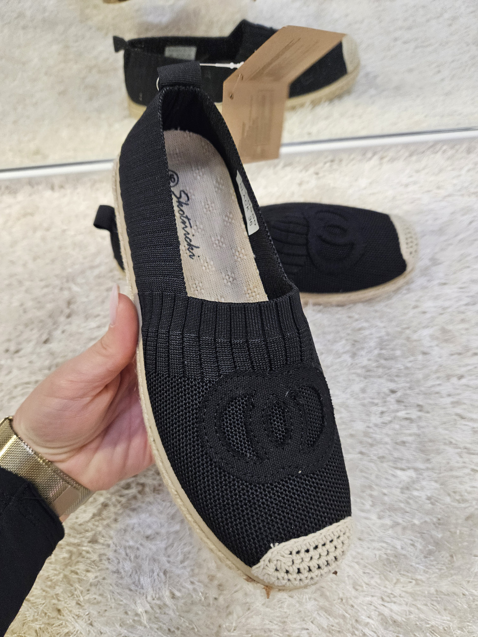 Damskie espadryle płaski obcas czarne 