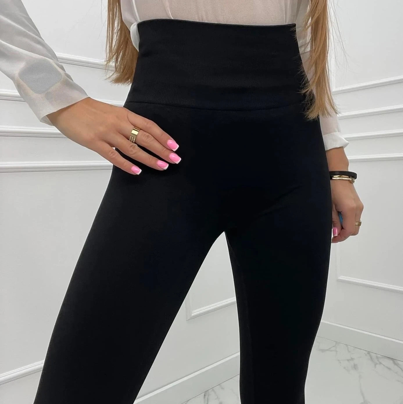 Legginsy Push Up Damskie Modelujące Wysoki Stan Czarne Wyszczuplające