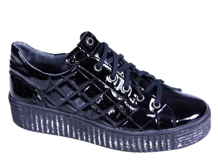 Sneakersy skórzane damskie  - czarny