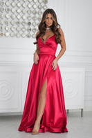 Elegancka Połyskująca Suknia Wieczorowa z Gorsetowym Sznurowaniem Ella czerwony