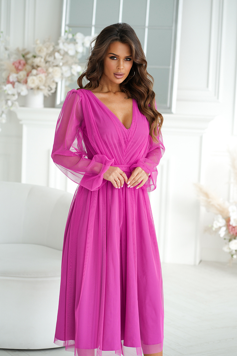 Elegancka SUKIENKA MIDI Z BROKATOWĄ SIATKĄ- biskupi