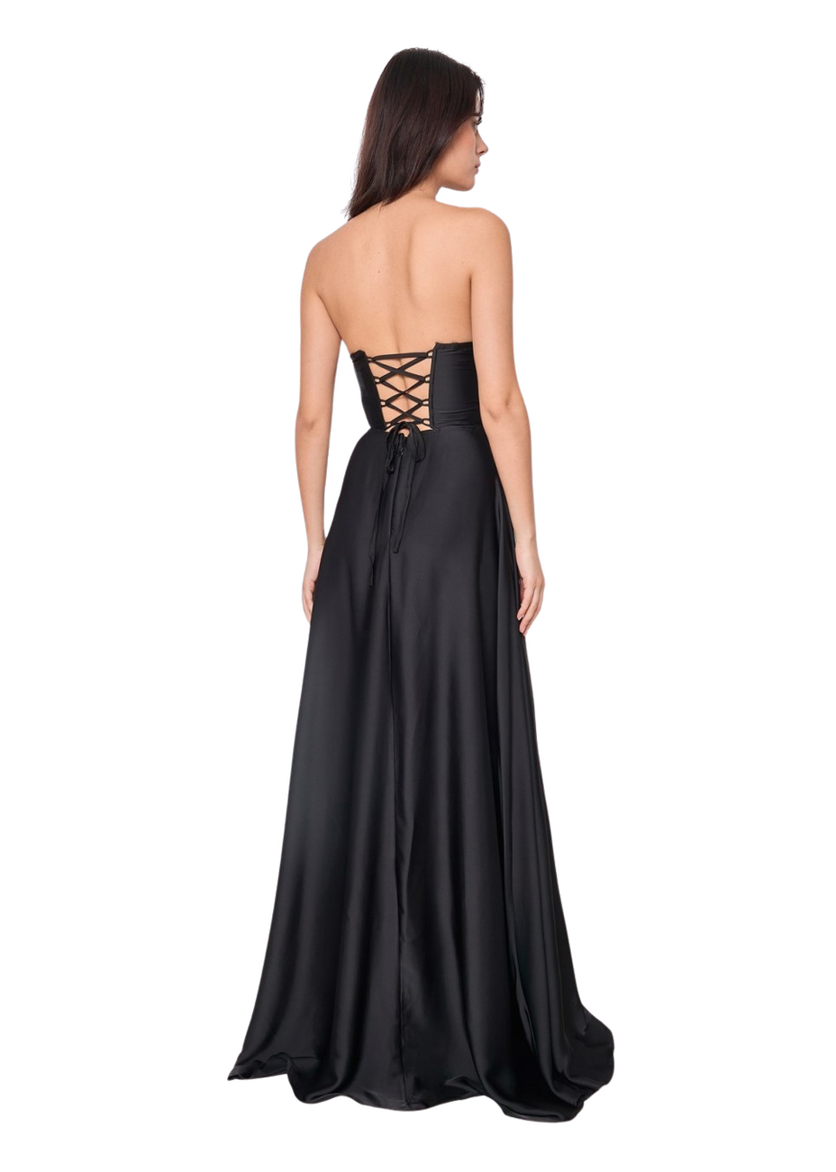 Elegancka  MAXI Sukienka satynowa EMMA - czarna