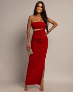 ELEGANCKA DOPASOWANA SUKIENKA GORSETOWA TUBA ELIZA Czerwona