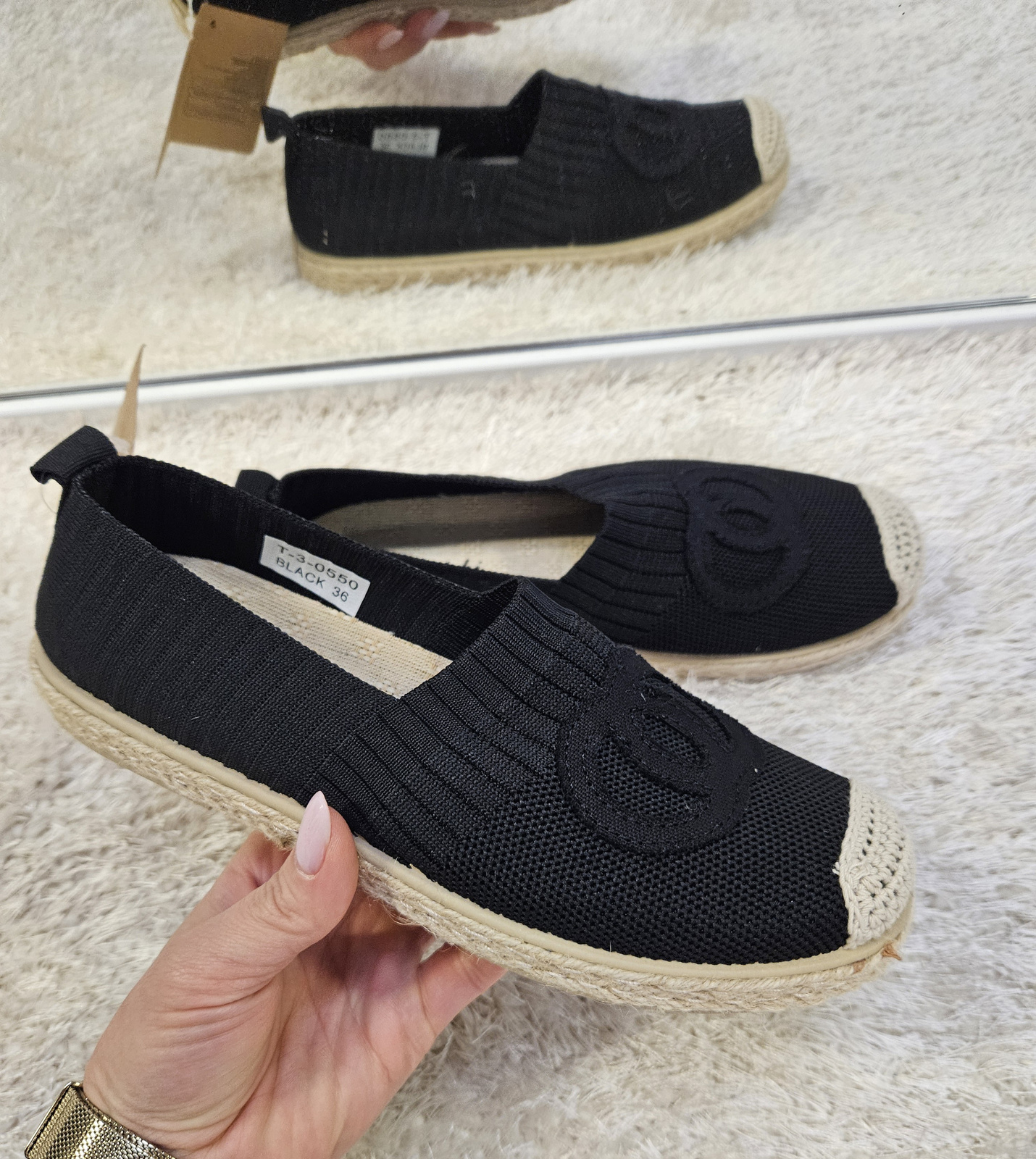 Damskie espadryle płaski obcas czarne 