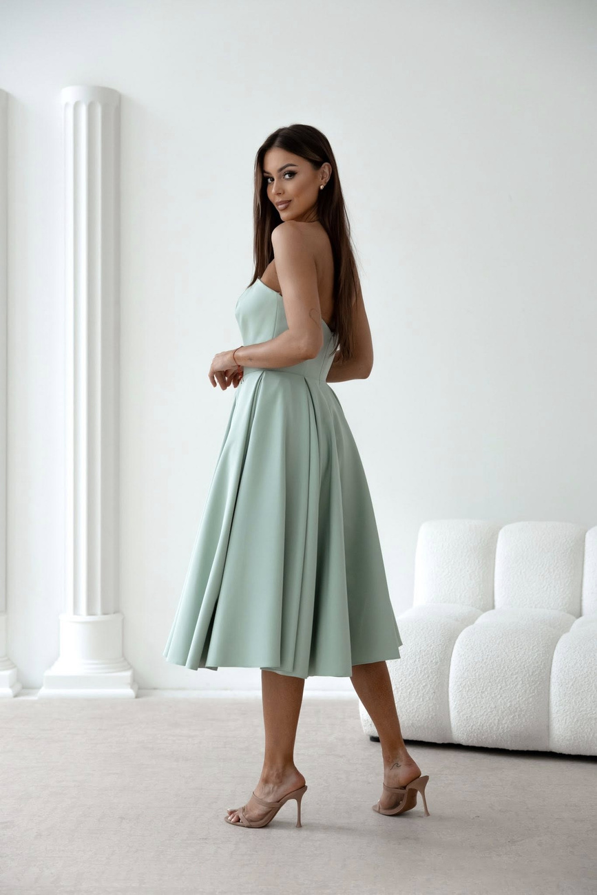 Elegancka gorsetowa midi Sukienka Anabel miętowa