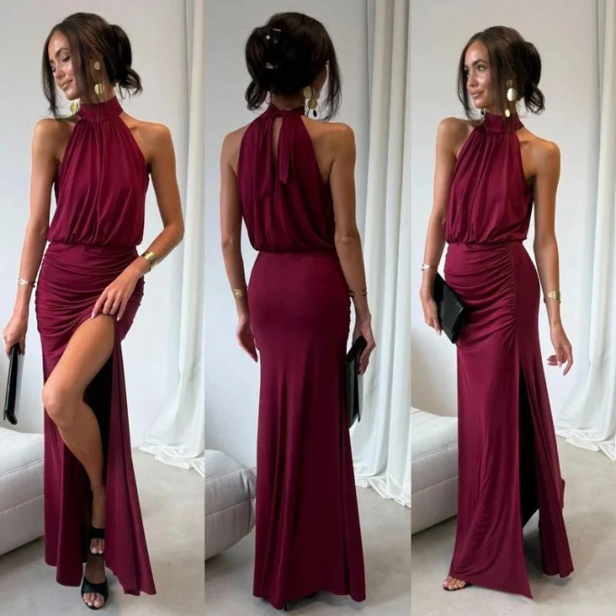 Maelis - sukienka maxi w kolorze bordowym