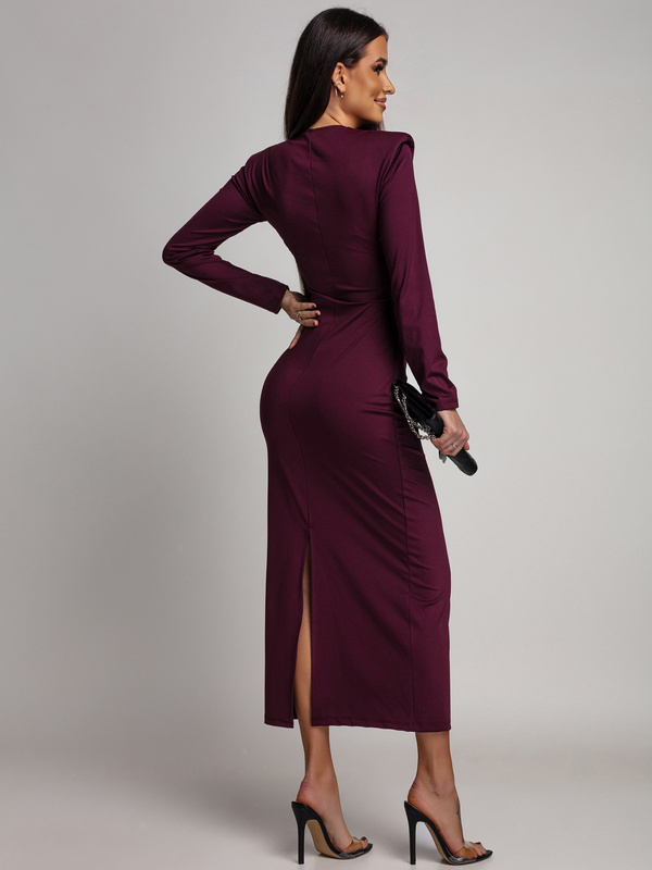 ELEGANCKA SUKIENKA MAXI  ZE ZDOBIENIEM Daisy  bordowa