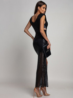 CEKINOWA SUKIENKA MAXI Z BIŻUTERYJNYM ZDOBIENIEM Zuzanna czarna