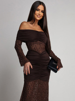 SUKIENKA MAXI HISZPANKA Z KORONKĄ Hannah czekoladowa