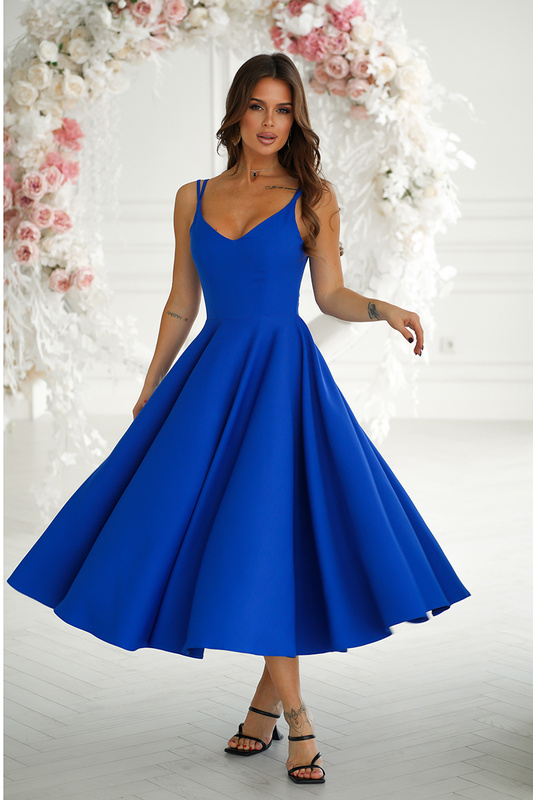 SUKIENKA MIDI NA RAMIĄCZKACH-  chabrowy