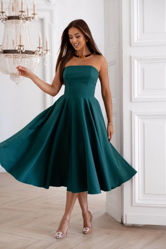 Elegancka gorsetowa midi Sukienka Asti zielony