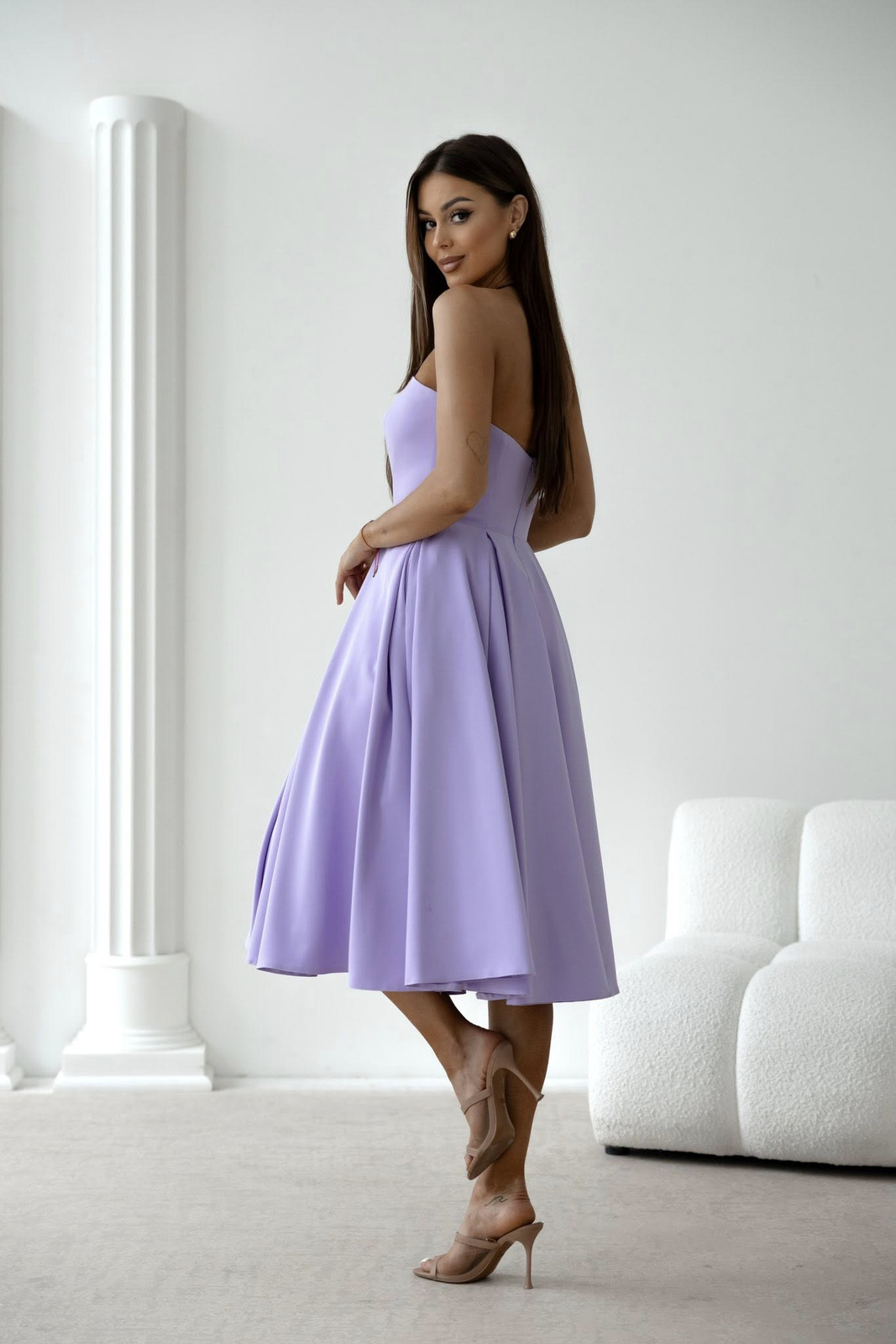 Elegancka gorsetowa midi Sukienka Anabel lila