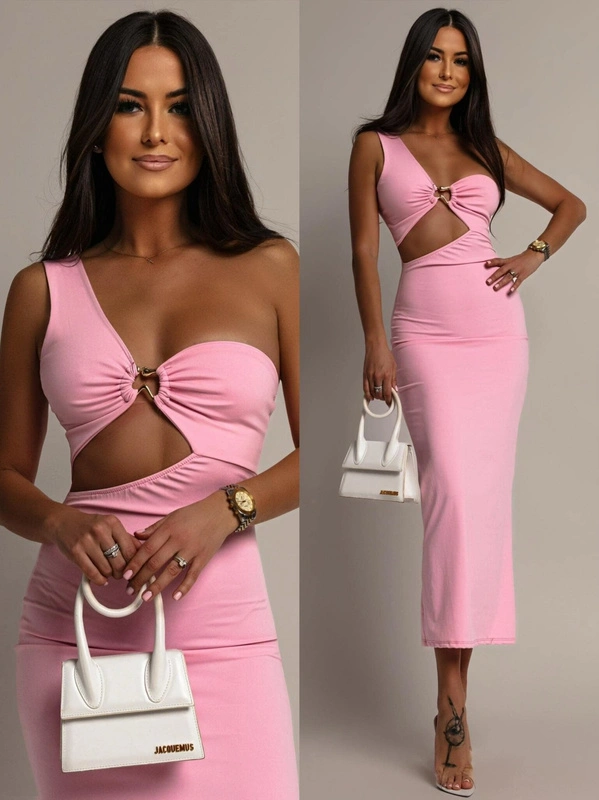 Dopasowana midi Sukienka Iva różowa