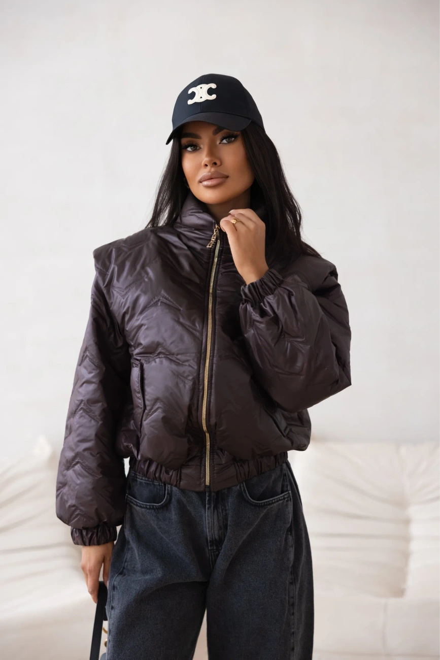 Kurtka pikowana oversize Camila czekoladowa