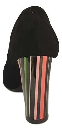 Czarne skórzane czółenka z kolorowym obczasem 